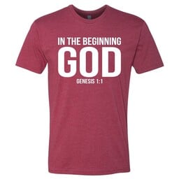 In the Beginning God Shirt Crimson YM