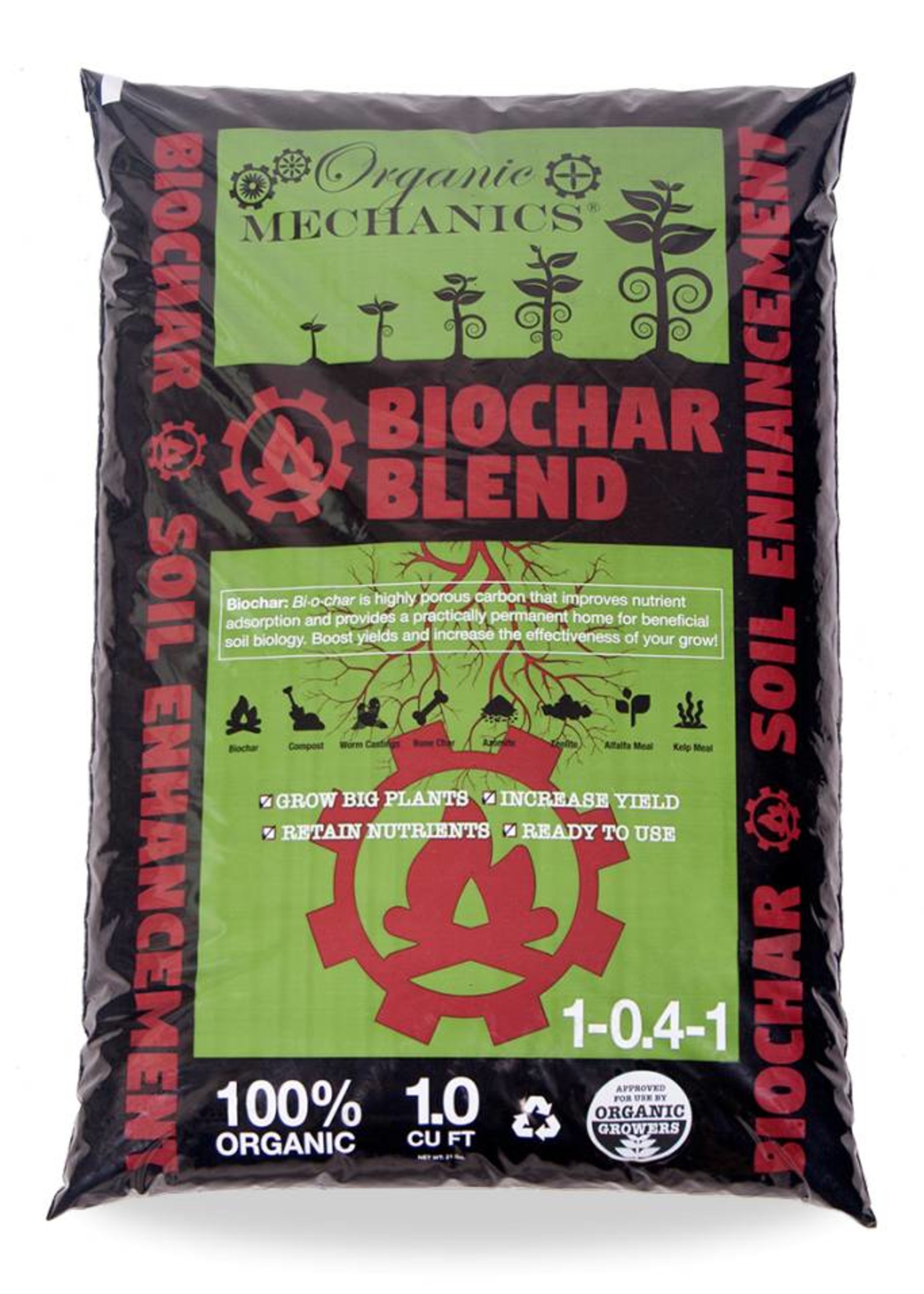Organic Mechanics 100% Biochar 1 Cubic foot bag