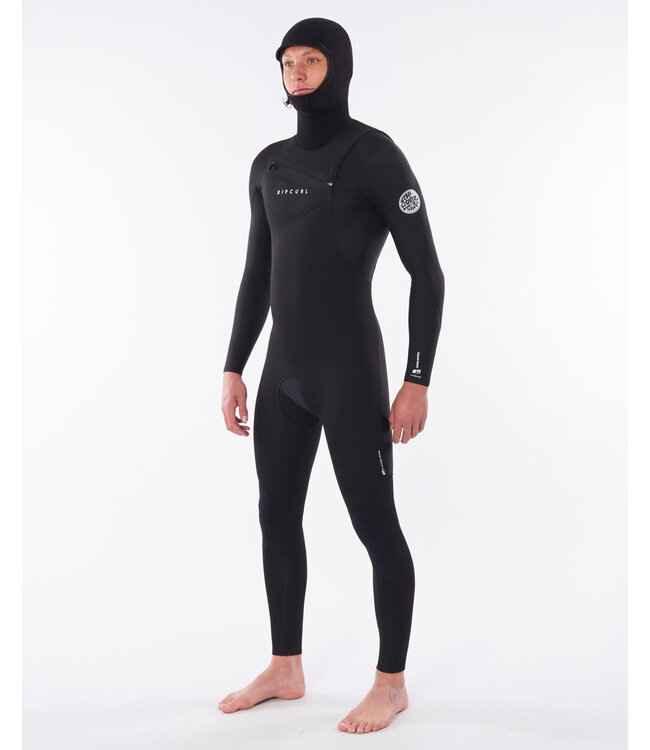Rip Curl Mens Dawn Patrol 5/4mm Hooded Chest Zip Wetsuit Black
