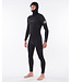 Rip Curl Mens Dawn Patrol 5/4mm Hooded Chest Zip Wetsuit Black