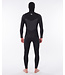 Rip Curl Mens Dawn Patrol 5/4mm Hooded Chest Zip Wetsuit Black