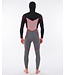 Rip Curl Mens Dawn Patrol 5/4mm Hooded Chest Zip Wetsuit Black