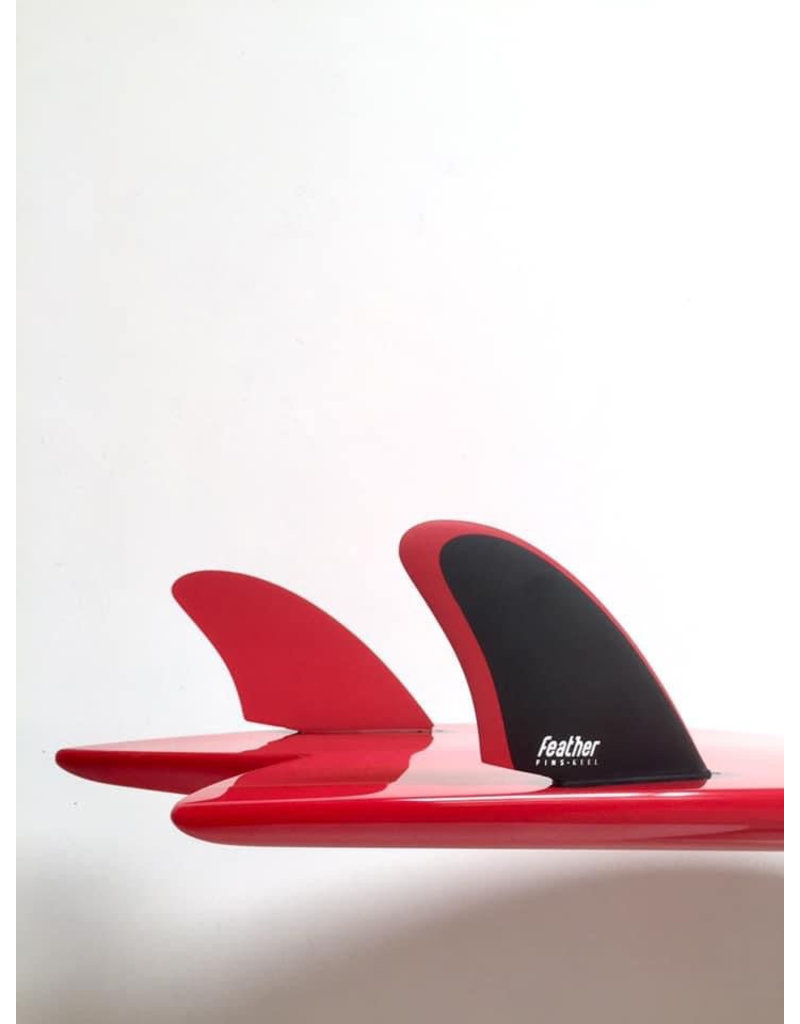 Feather Fins Twin Keel Single Tab (Compatible Future) - Black/Red