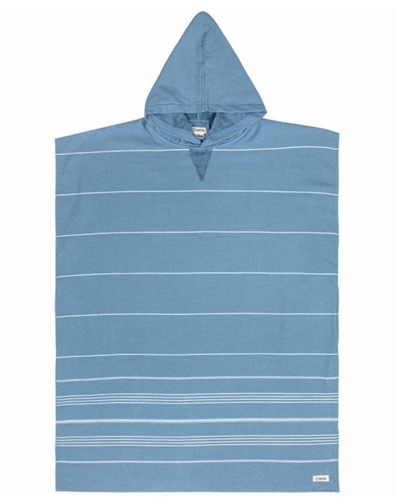 SAND CLOUD Classic Striped Hooded Poncho -Slate Blue