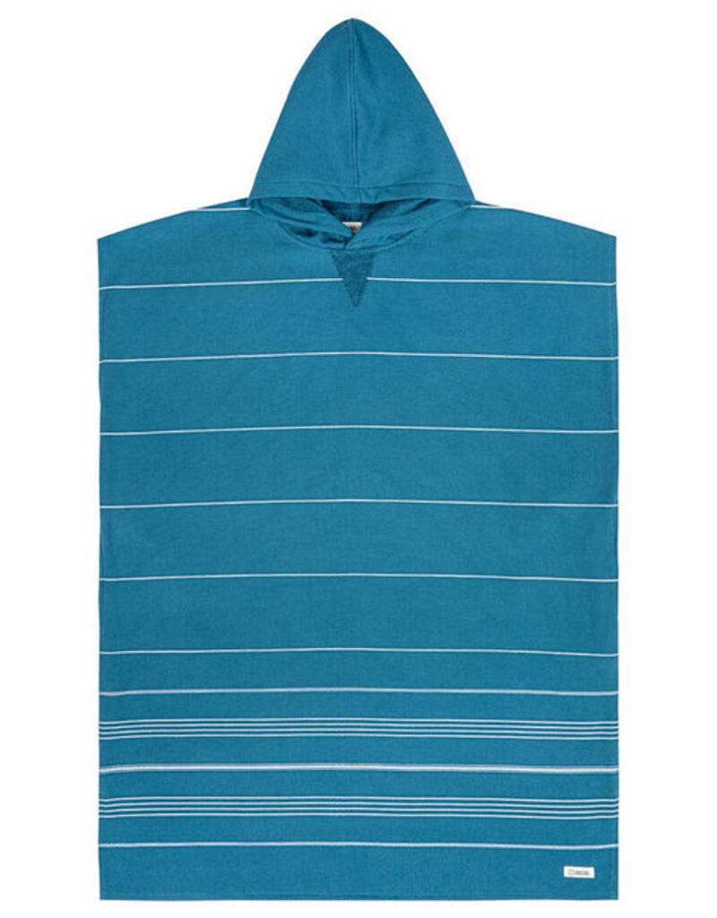 SAND CLOUD Classic Stripe Hooded Poncho -Teal Blue