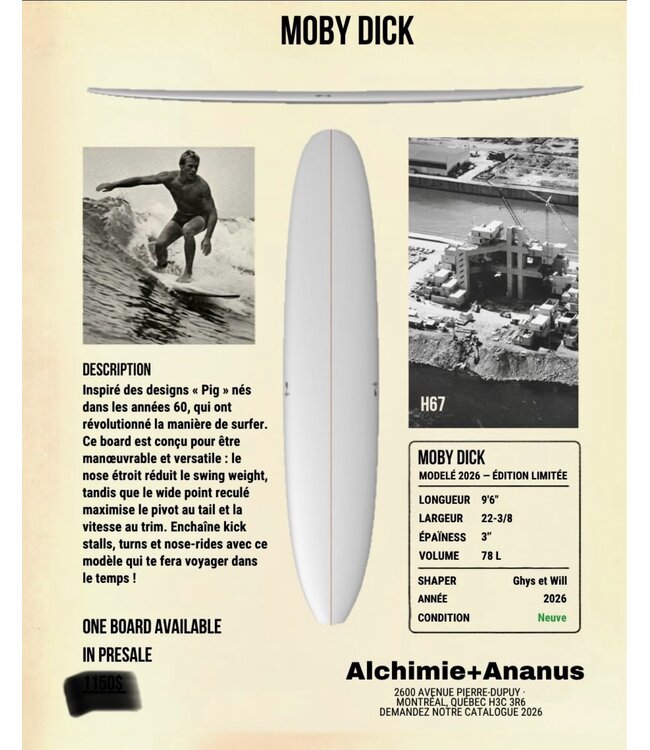 Alchimie + Ananus Longboard Moby Dick 9'6