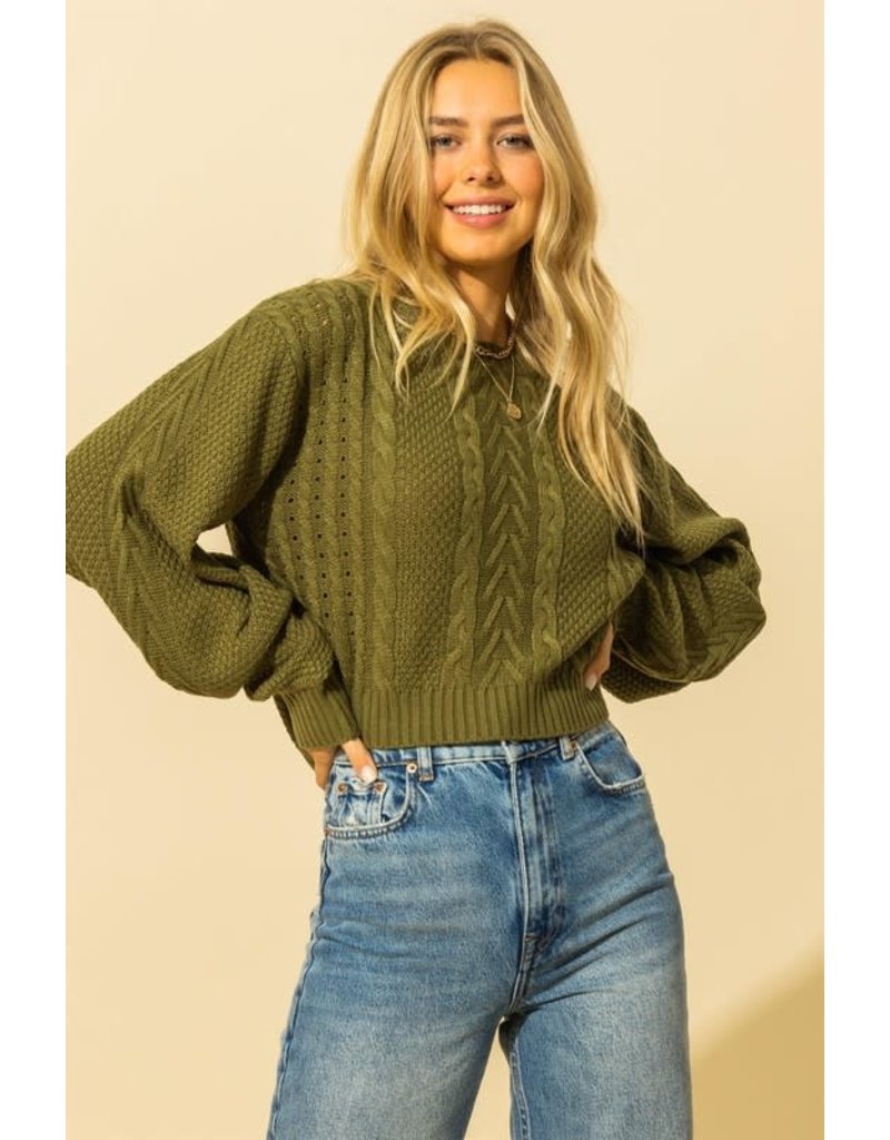 cable knit cropped sweater