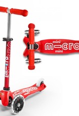 Mini Deluxe Scooter Red w/ LED Wheels by Micro Kickboard