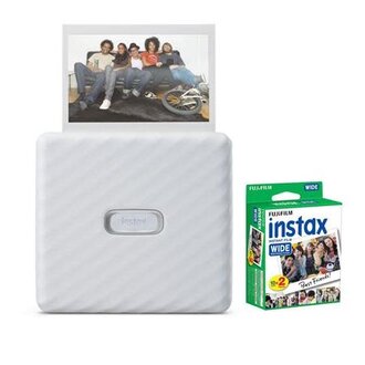 Fujifilm Fujifilm Instax Link Wide Smartphone Printer, Ash White with 10-Pack Print Film