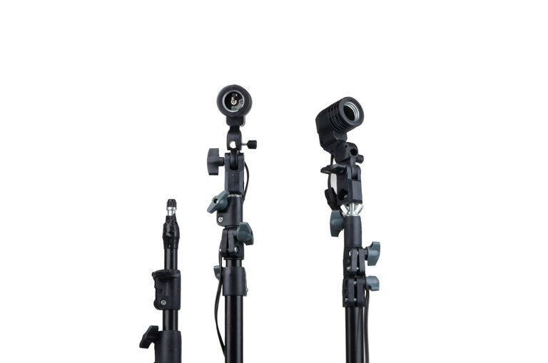 LS Studio 3x Light Stand kit with 2x Standard US Household Bulb Fixtures