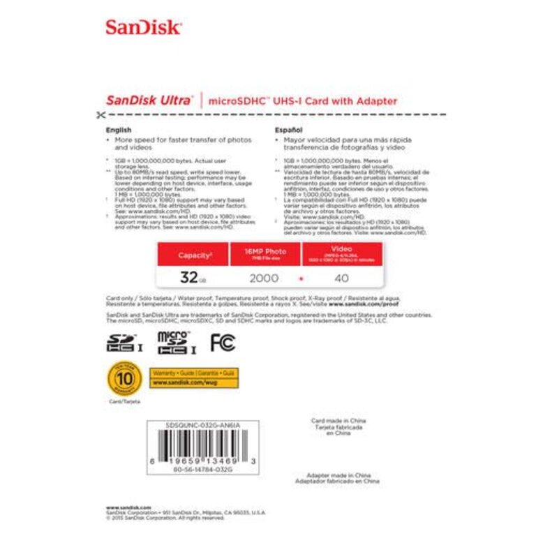 Sandisk Sandisk Ultra 32gb Micro SD 80MB/s