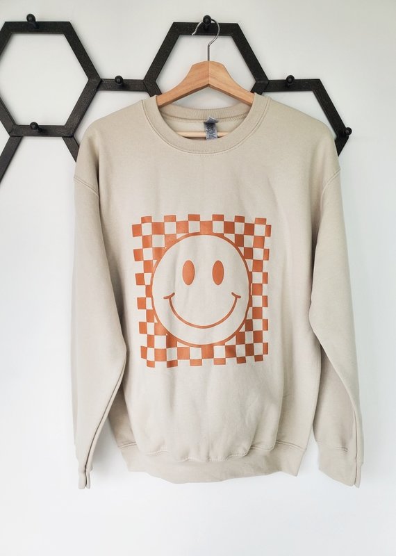 Checkered Happy Face Sweatshirt
