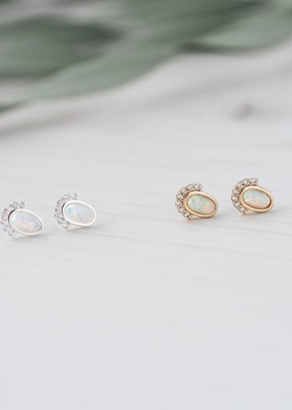 Glee Jewelry Madame Studs White Opal
