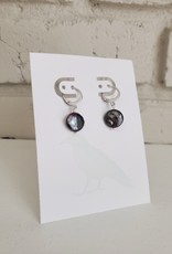 Dirty Bird Jewelry DB - Black Freshwater Coin Pearls on Silver Plated Hinge Hoops