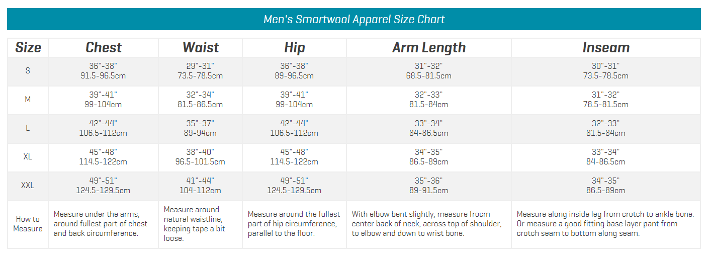 Smartwool Men S Size Chart