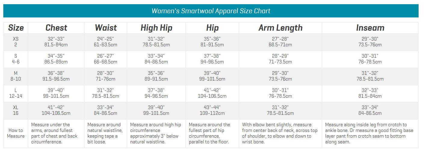 Smartwool Size Chart