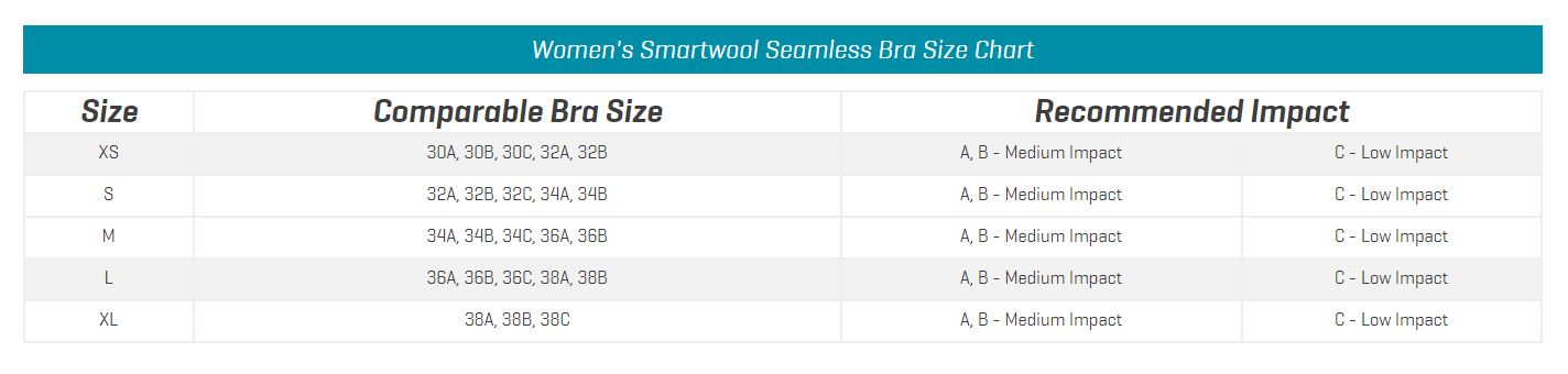 Smartwool Bra Size Chart