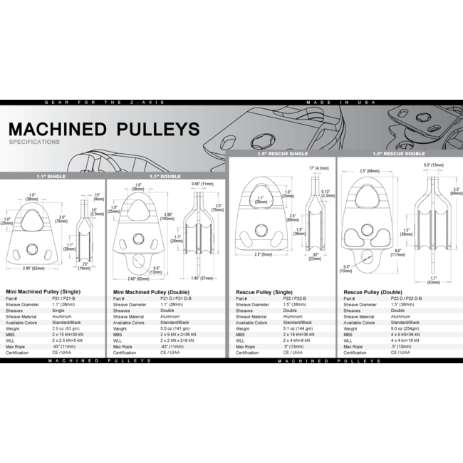 Rock Exotica Mini Machined Pulley 1.1" - Single Sheave
