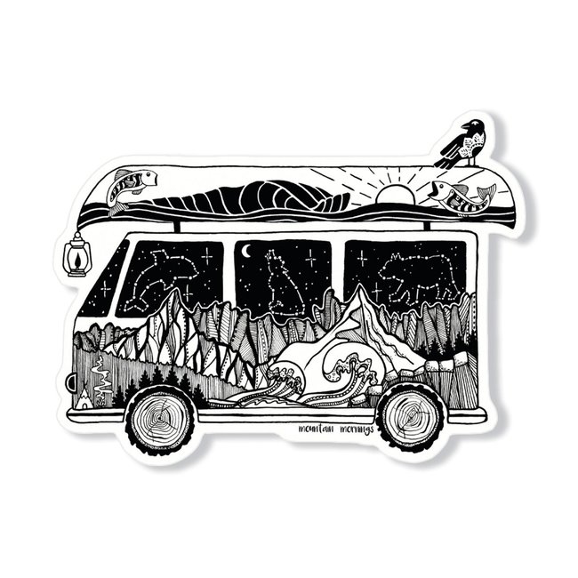 Mountain Mornings Camper Van Sticker