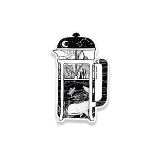 Mountain Mornings French Press Sticker