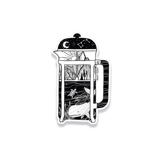 Mountain Mornings French Press Sticker
