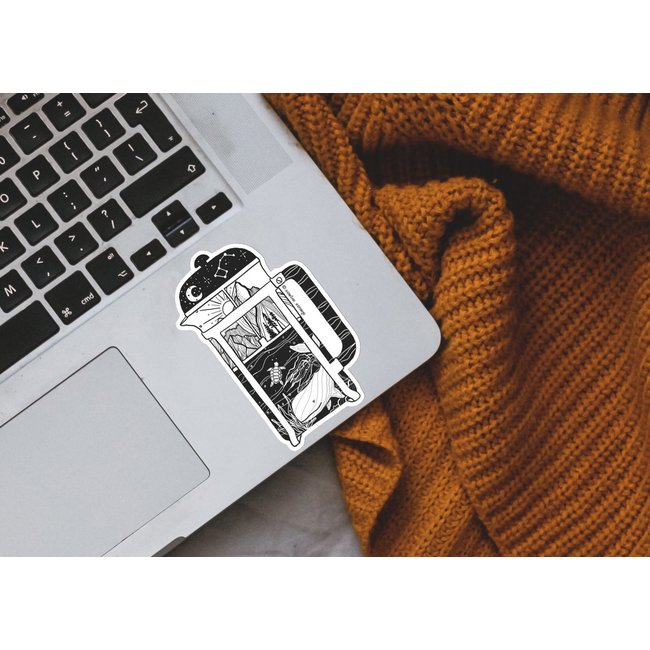 Mountain Mornings French Press Sticker