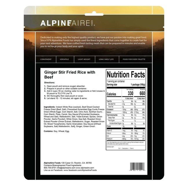 AlpineAire Foods Ginger Stir Fried Rice with Beef