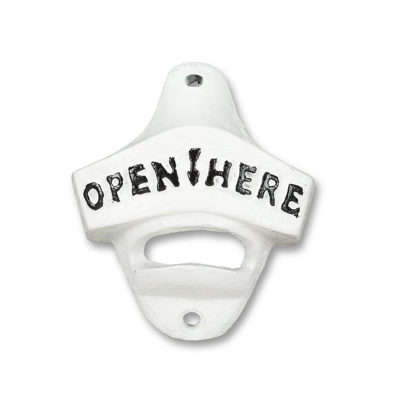 Open Here Iron Wall Bottle Opener