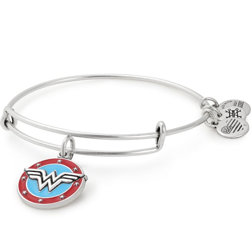 Wonder Woman Logo Charm Bangle - Rafaelian Silver Alex and Ani - AS17WW01RS