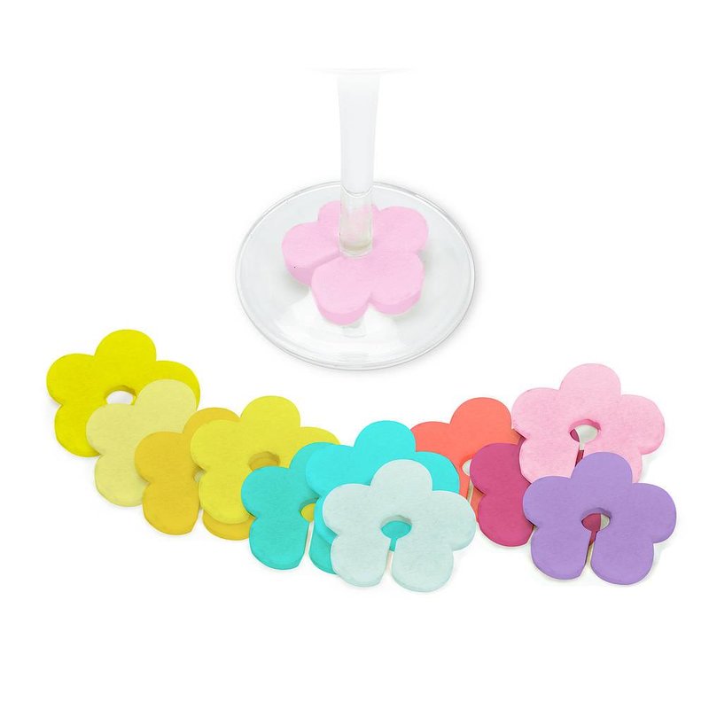 Flower Felt Wine Charm Set of 12 - Sm1