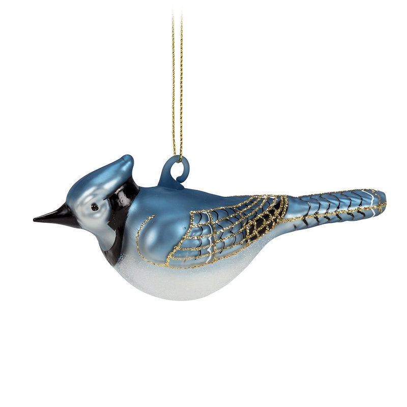 Blue Jay Glass Ornament