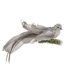 Large Silver Elegant Bird - 9.5" Long - B18