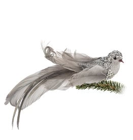Large Silver Elegant Bird - 9.5" Long - B18
