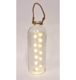 Clear Bottle Lantern with LED Star Lights White