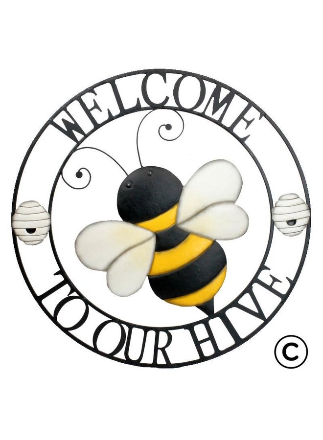 Welcome To Our Hive Metal Bee Wall Art The Pebble Tree