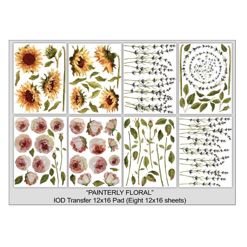 Painterly Floral IOD Transfer (12″x16″ pad-8 sheets)