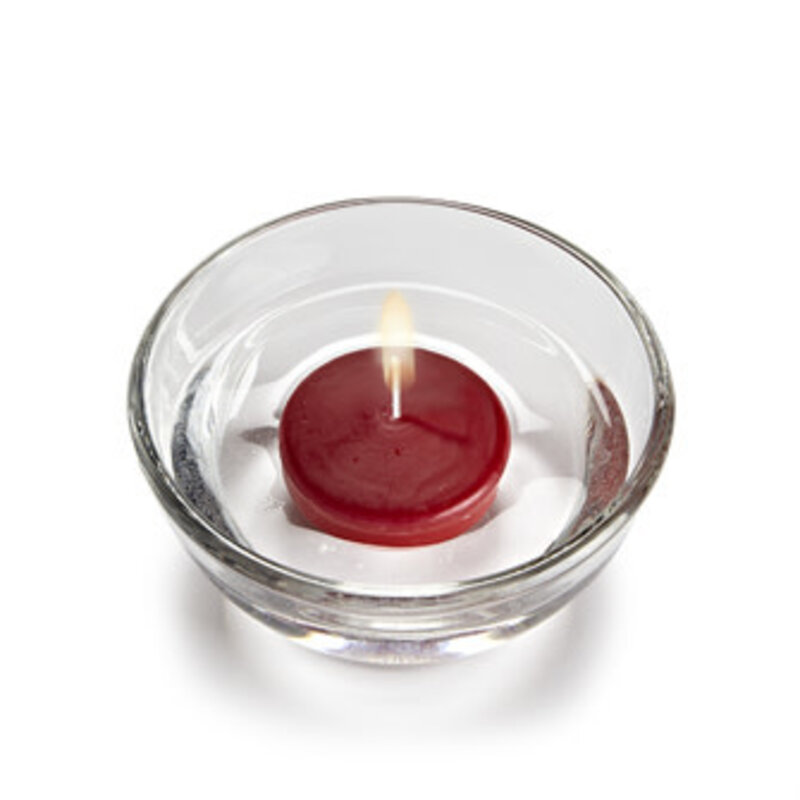 Set of 6 Floating Candles - Red 2.25" Round