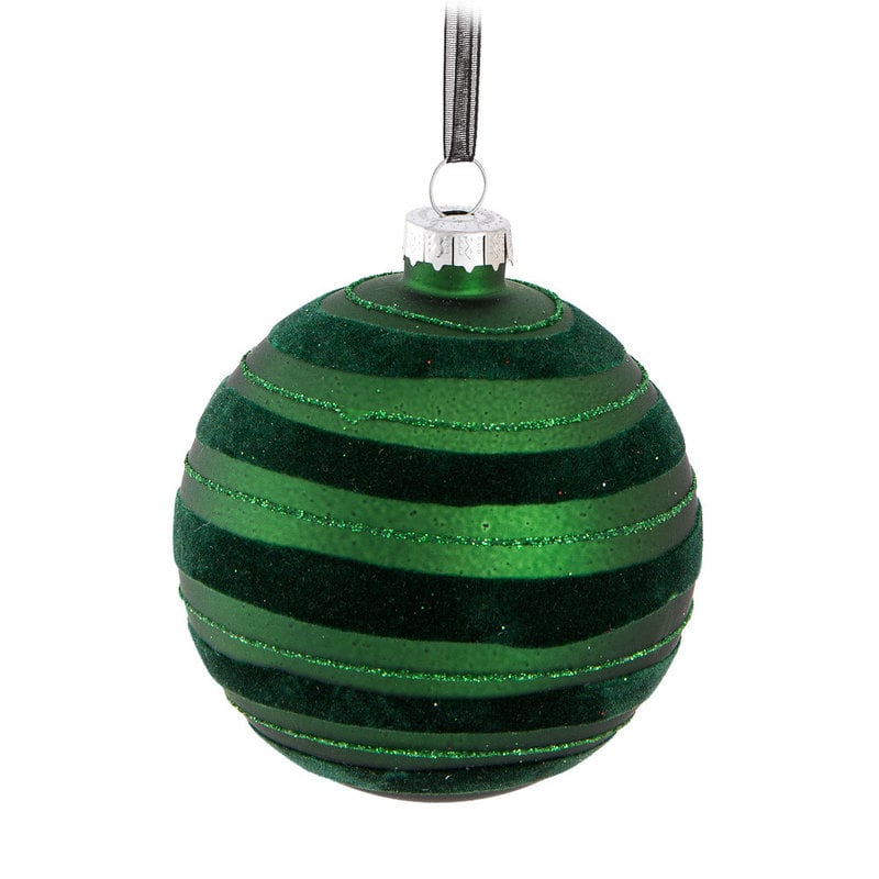 Flock Stripe Ball Ornament