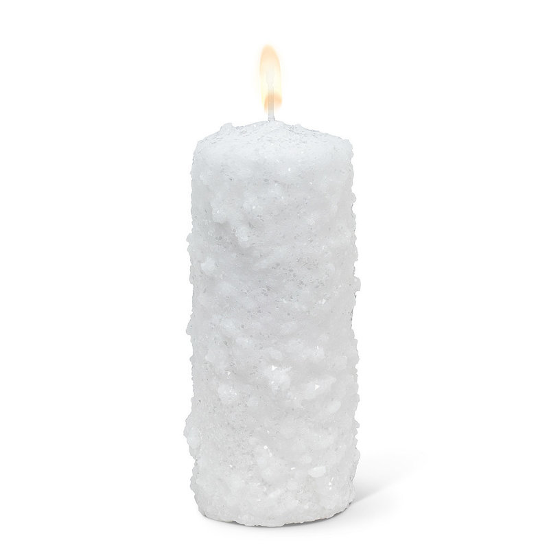 Large Snowy Pillar Candle - B18