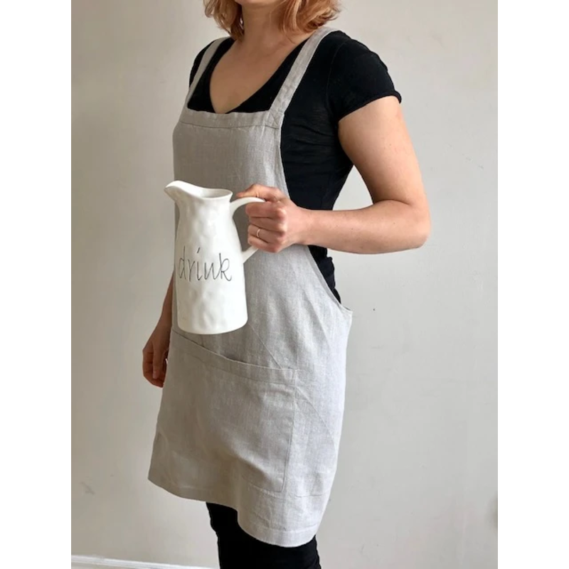 Catalina Linen Apron Light Grey