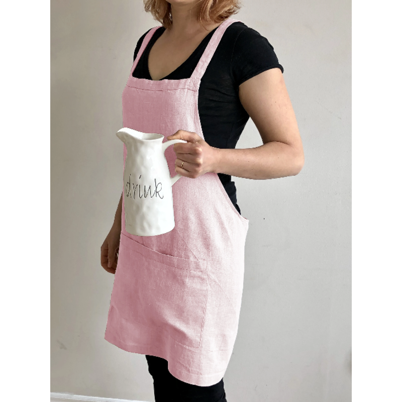 Catalina Linen Apron Pink