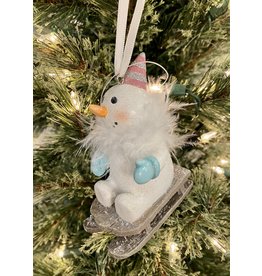 Snowman on Sled Ornament B2