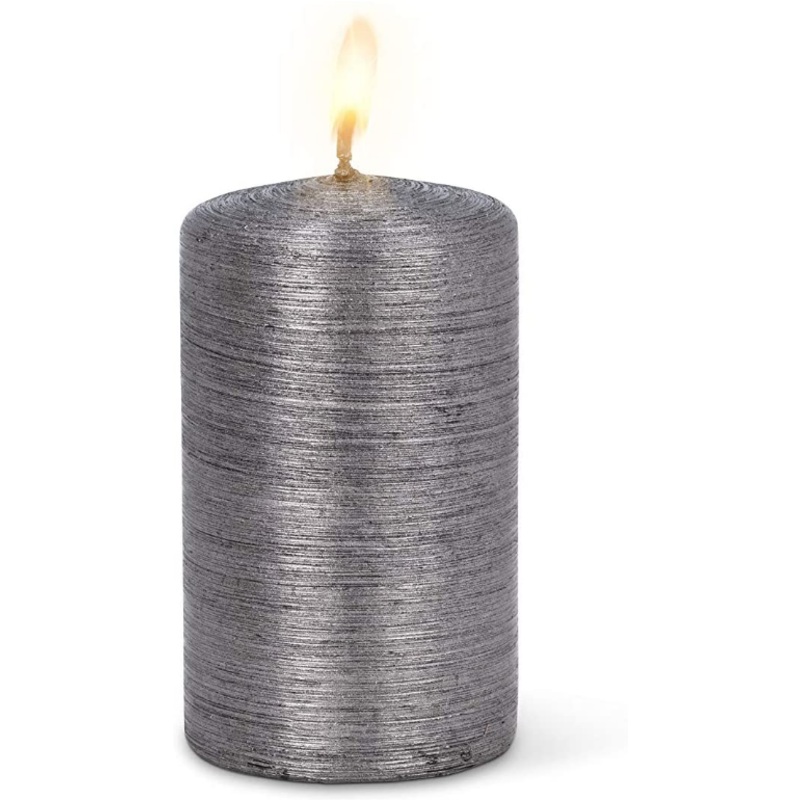 Silver Textured Pillar Candle - B15