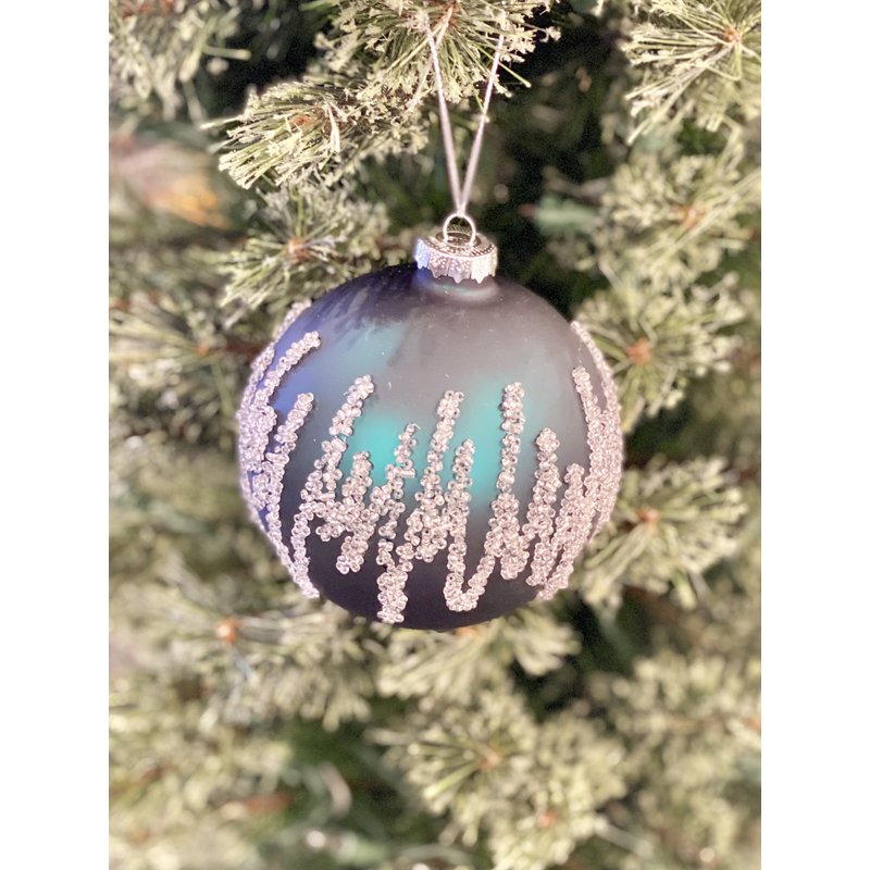 Teal Frosted 4" Glass Ornament