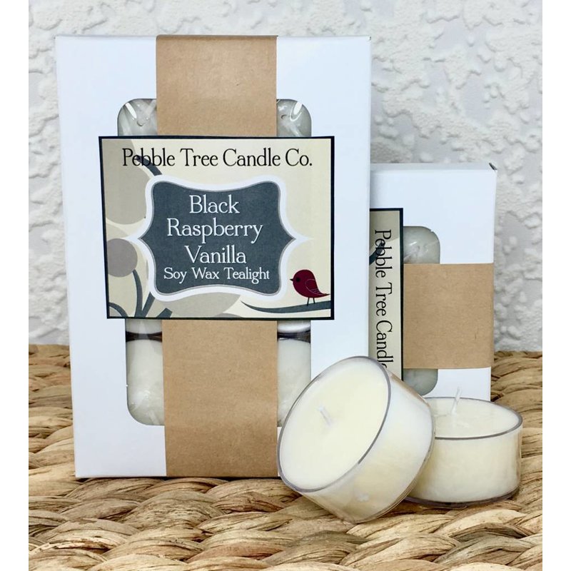 Pebble Tree Candle Co. Black Raspberry Vanilla - Soy Wax Tealight - Pack of 6