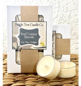 Pebble Tree Candle Co. Iced Lemon Biscotti - Soy Wax Tealight - Pack of 6