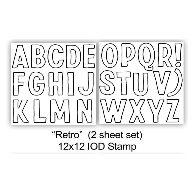 Iron Orchid Designs Retro IOD Stamp | Iron Orchid Designs (12″x12″) 2 sheet set