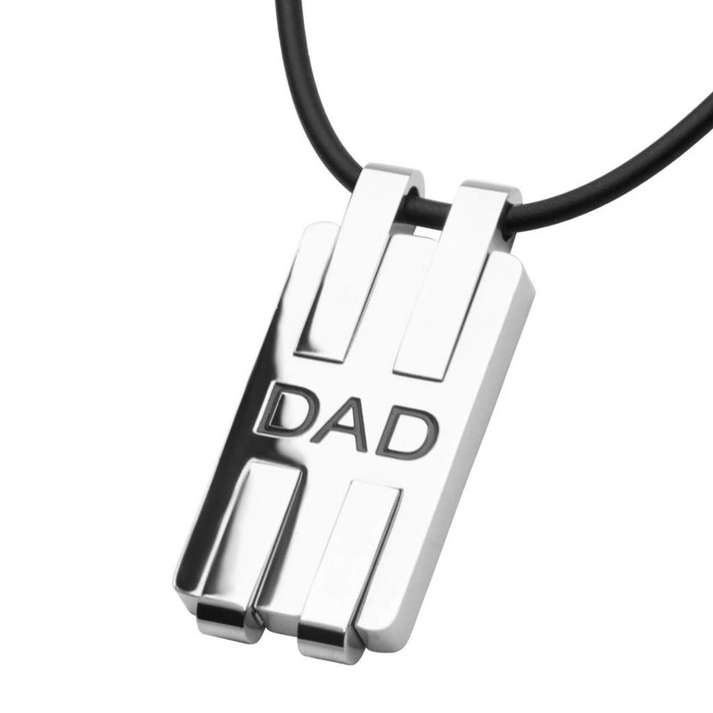 Stainless Steel Modern Engraved Dad Dog Tag Pendant - SSP10788NK1