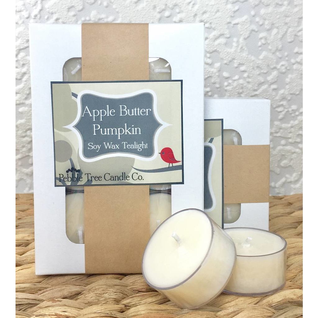 Pebble Tree Candle Co. Apple Butter Pumpkin - Soy Wax Tealight - Package of 6