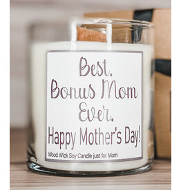 Pebble Tree Candle Co. Best Bonus Mom Ever Wood Wick Soy Candle | Pre Order dating May 5